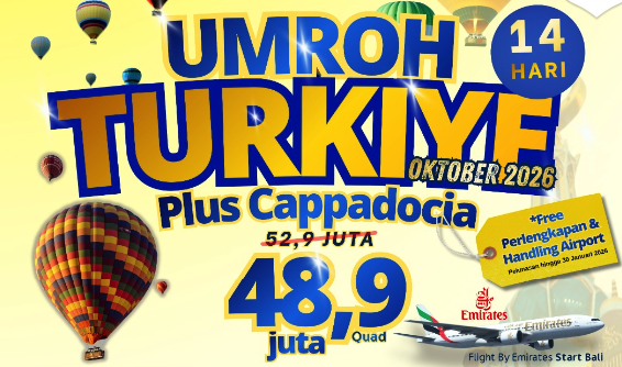 Paket Umroh Turkiye Plus Cappadocia Oktober 2026 – 14 Hari Bersama Emirates Start Bali
